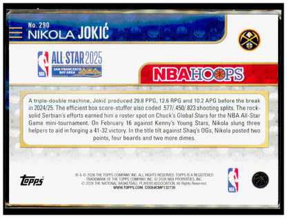 2025-26 Hoops Nikola Jokic Card Denver Nuggets