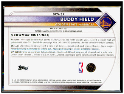2025-26 Bowman Buddy Hield Card Chrome Golden State Warriors