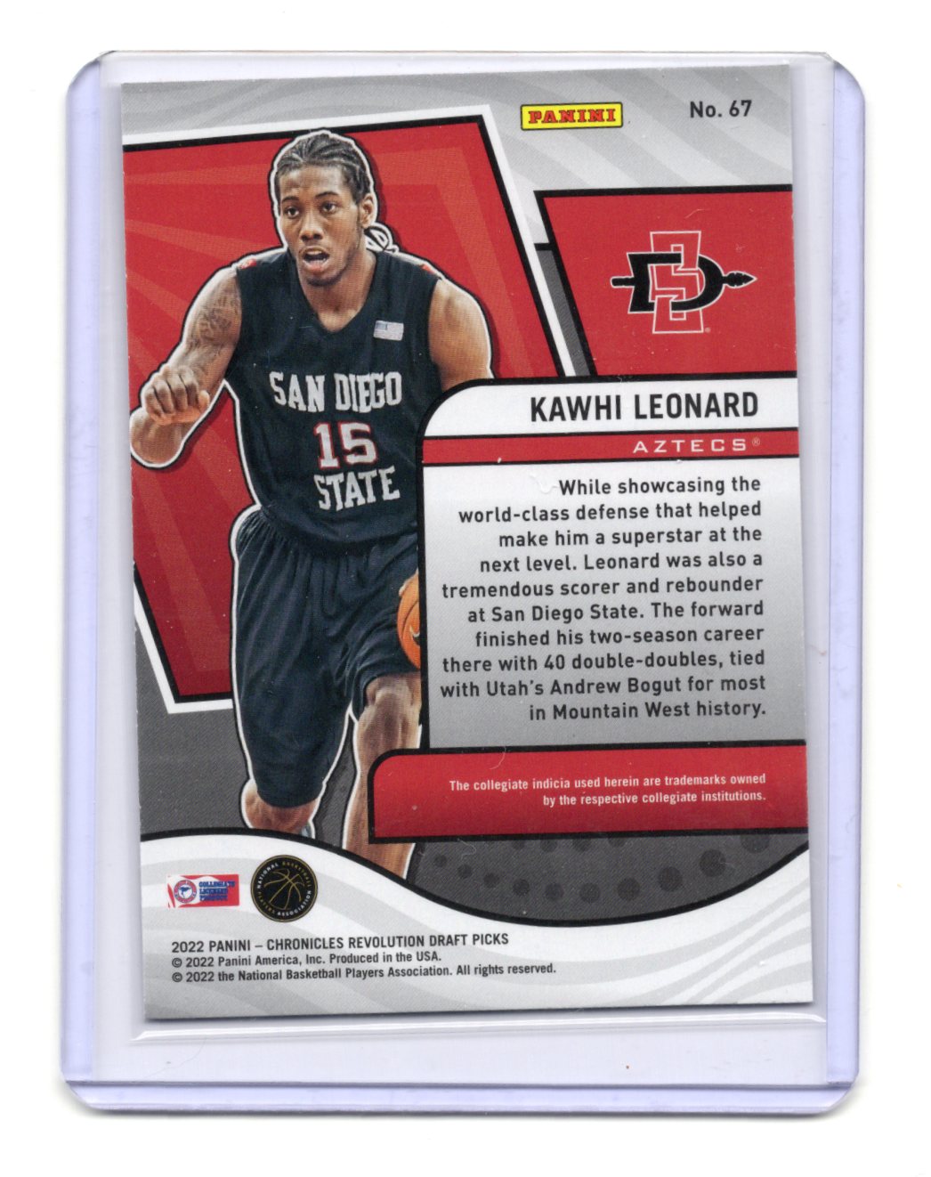 2022 Panini Chronicles Draft Picks Kawhi Leonard Card Revolution  Aztecs
