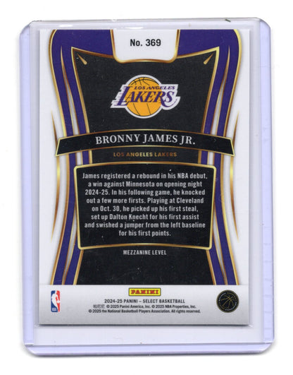 2024-25 Panini Select Bronny James Jr. Card RC Los Angeles Lakers