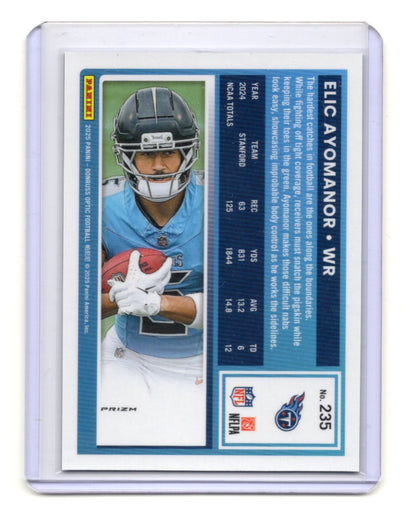 2025 Donruss Optic Elic Ayomanor Card Purple Shock RC Tennessee Titans