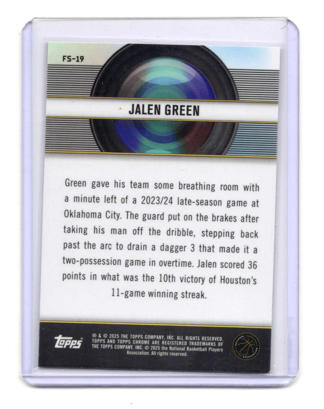 2024-25 Topps Chrome Jalen Green Card Film Study Houston Rockets