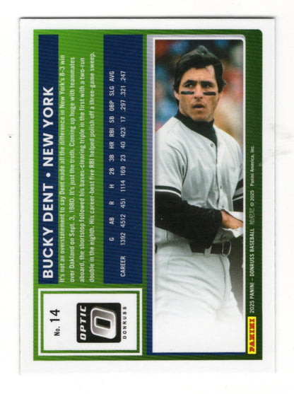 2025 Donruss Bucky Dent Card Optic New York Yankees
