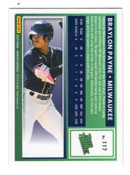 2025 Donruss Braylon Payne Card Optic Milwaukee Brewers