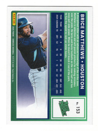2025 Donruss Brice Matthews Card Liberty Houston Astros