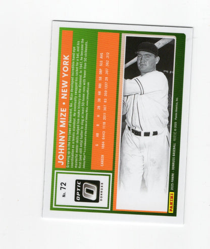 2025 Donruss Johnny Mize Card Optic New York Giants