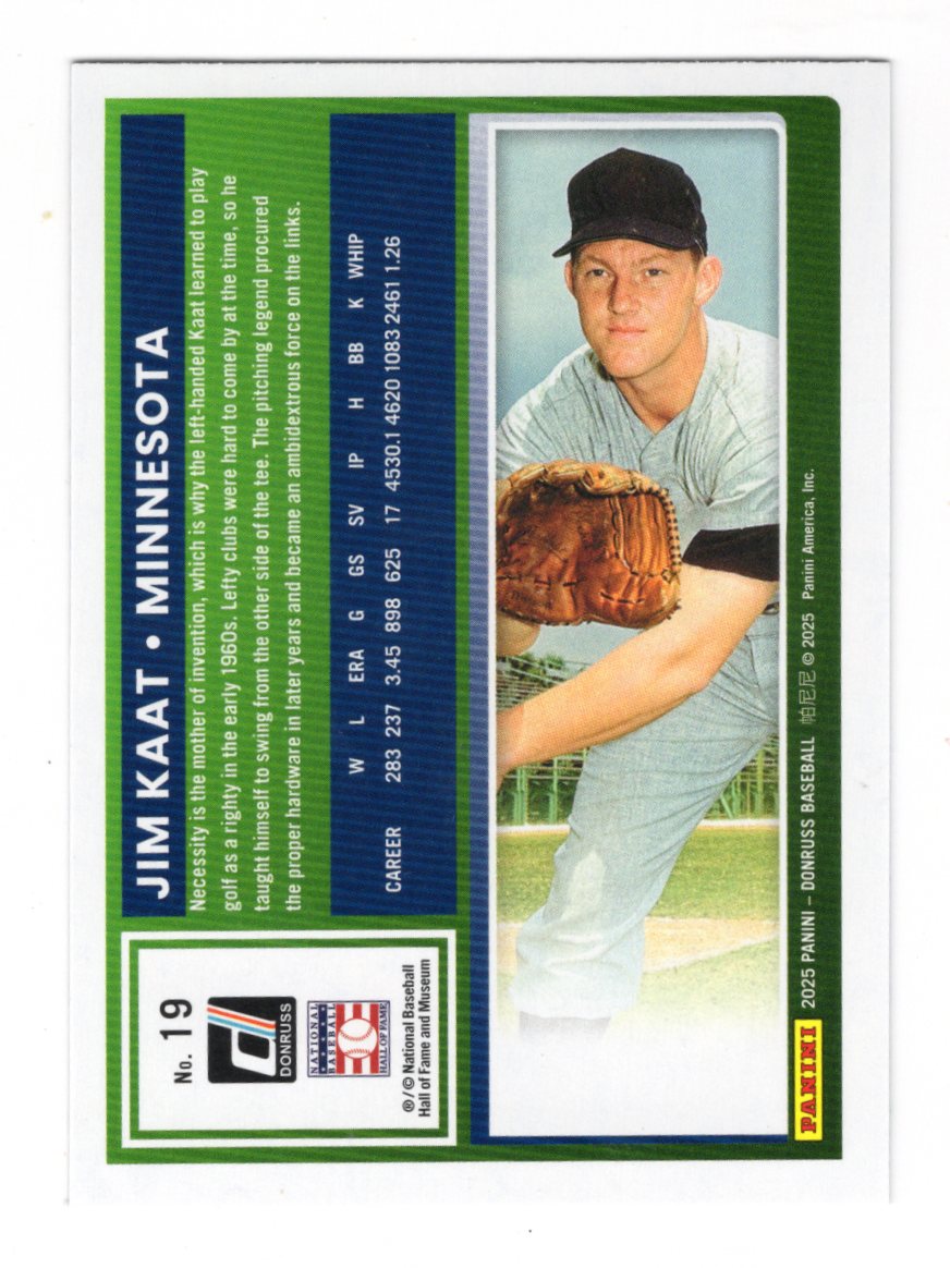 2025 Donruss Jim Kaat Card Liberty Minnesota Twins