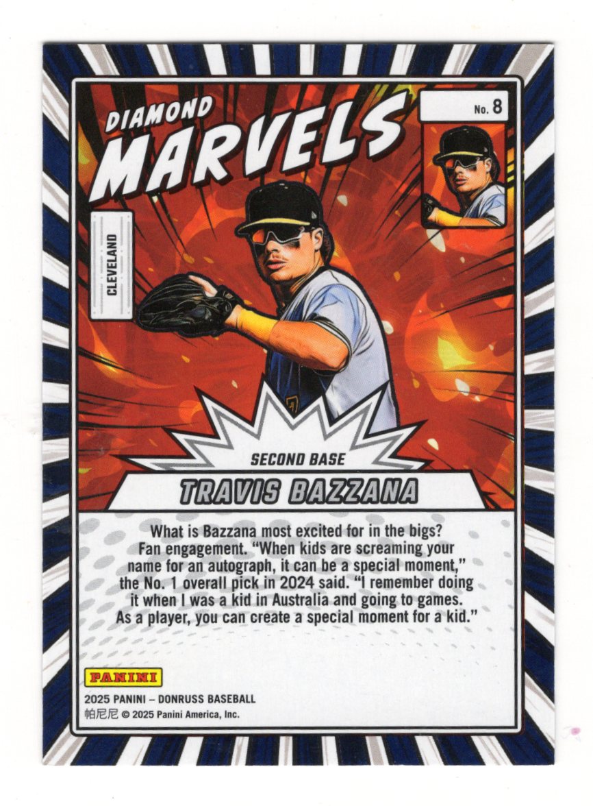 2025 Donruss Travis Bazzana Card Diamond Marvels Cleveland Guardians