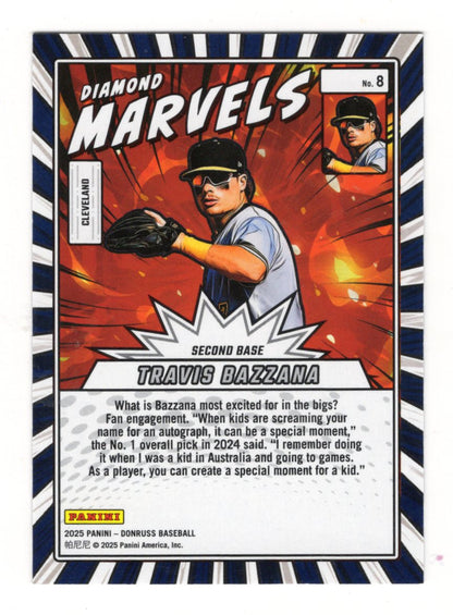 2025 Donruss Travis Bazzana Card Diamond Marvels Cleveland Guardians