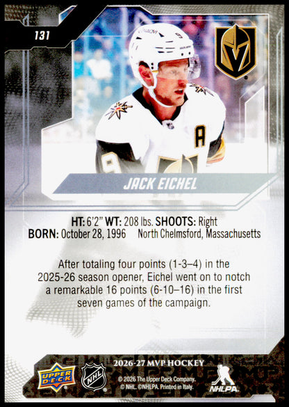2026-27 Upper Deck MVP Jack Eichel Card Vegas Golden Knights