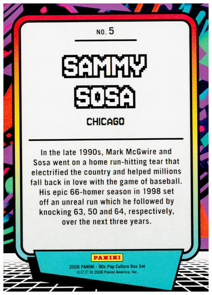 2026 Panini Decades 90s Pop Culture Sammy Sosa Card Chicago Cubs