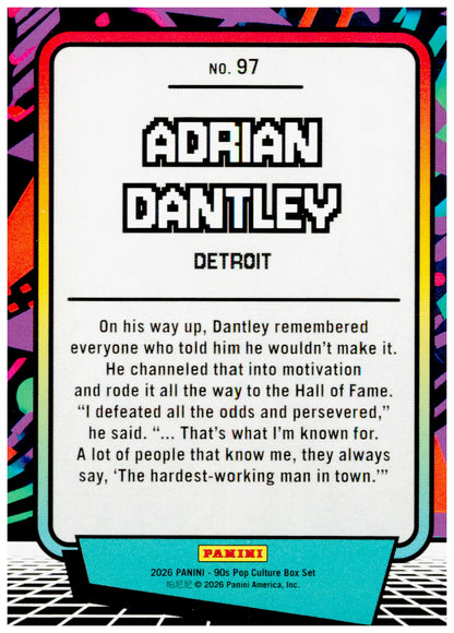 2026 Panini Decades 90s Pop Culture Adrian Dantley Card Detroit Pistons