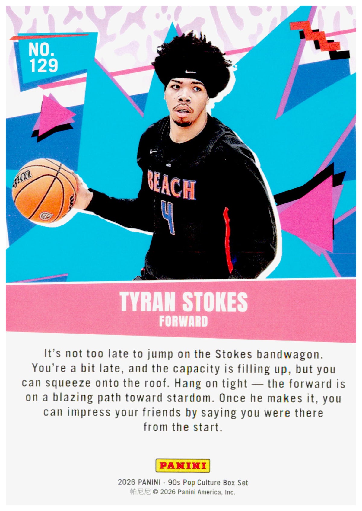 2026 Panini Decades 90s Pop Culture Tyran Stokes Card