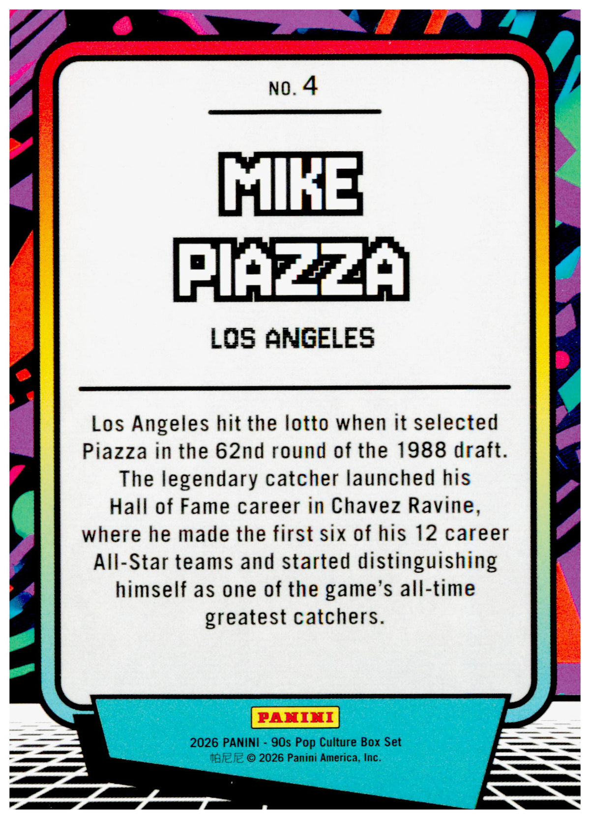 2026 Panini Decades 90s Pop Culture Mike Piazza Card Los Angeles Dodgers