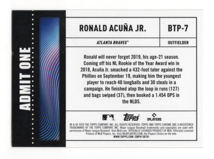 2026 Topps Chrome Ronald Acuña Jr. Card Big Ticket Players Atlanta Braves