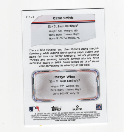 2026 Topps Chrome Ozzie Smith / Masyn Winn Card Past to Present