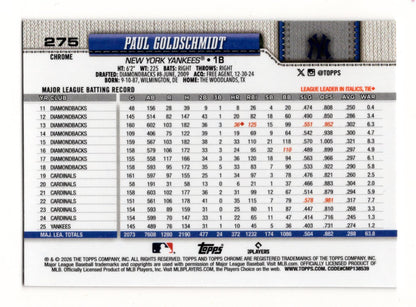 2026 Topps Chrome Paul Goldschmidt Card Red White and Blue Yankees