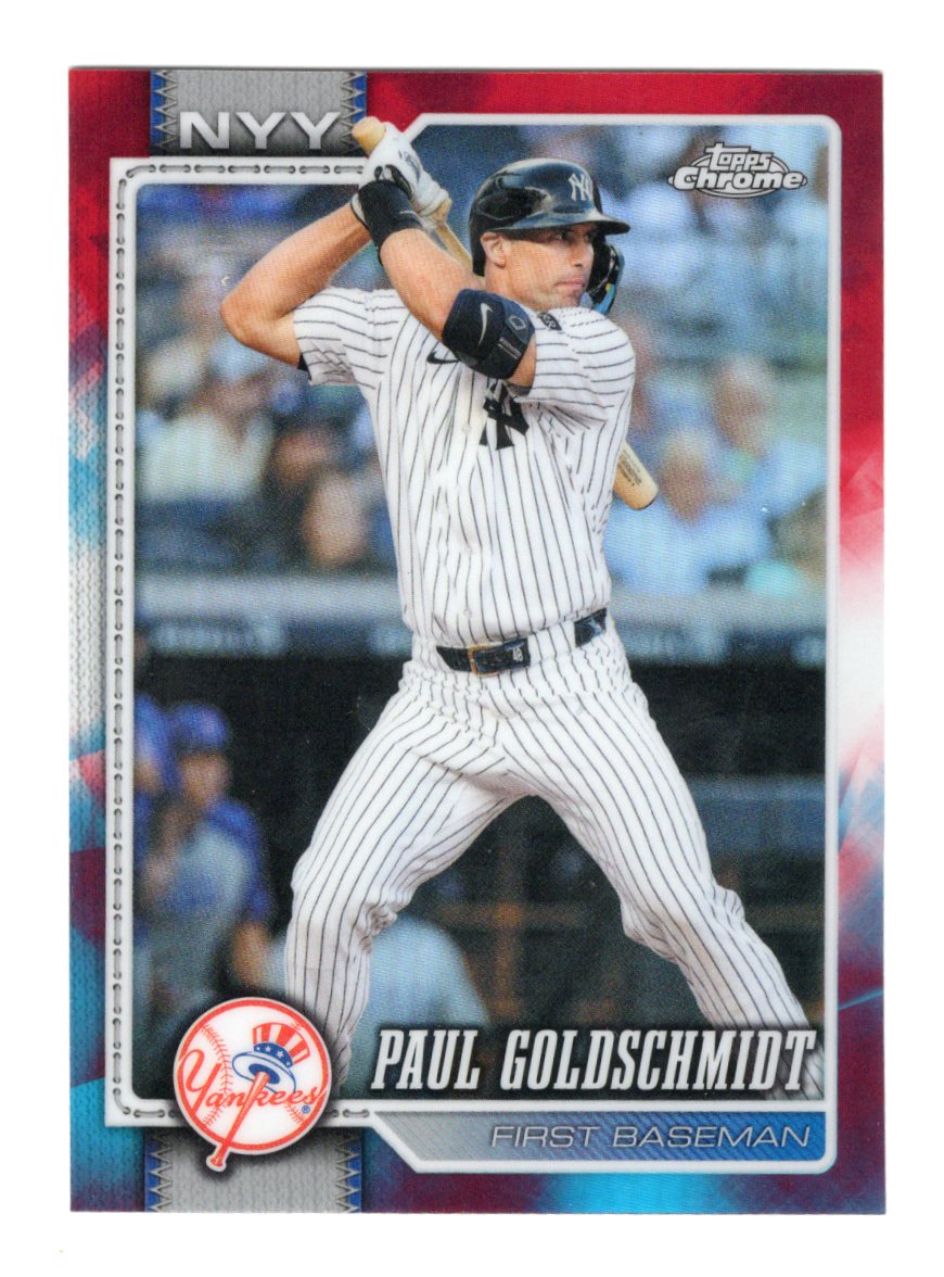 2026 Topps Chrome Paul Goldschmidt Card Red White and Blue Yankees