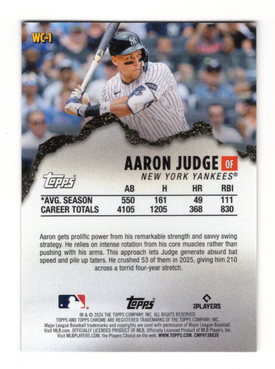 2026 Topps Chrome Aaron Judge Card Wrecking Crew New York Yankees