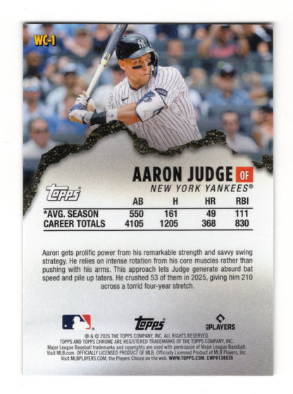 2026 Topps Chrome Aaron Judge Card Wrecking Crew New York Yankees