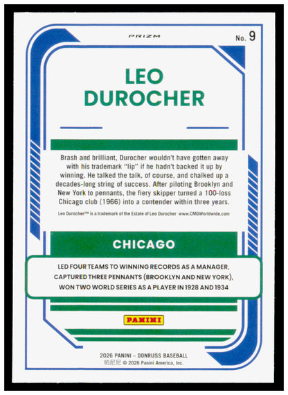 2026 Donruss Leo Durocher Card Optic Circles Chicago Cubs