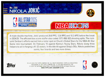 2025-26 Hoops Nikola Jokic Card Denver Nuggets