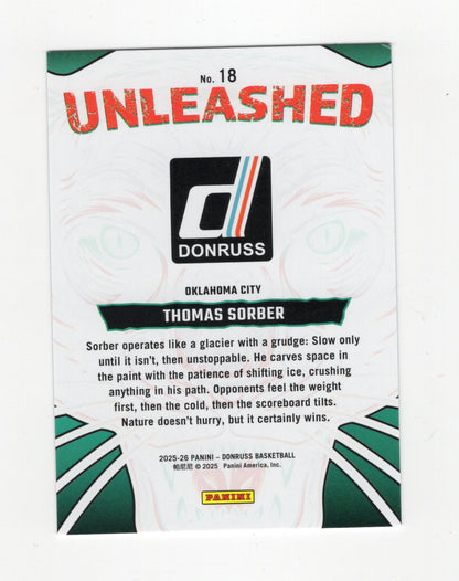 2025-26 Donruss Thomas Sorber Card Unleashed Oklahoma City Thunder