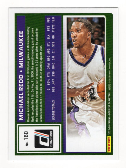 2025-26 Donruss Michael Redd Card Holo Green Laser Milwaukee Bucks