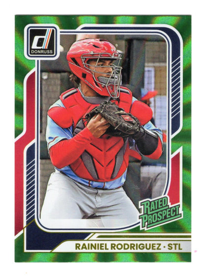 2026 Donruss Rainiel Rodriguez Card Green Laser St. Louis Cardinals
