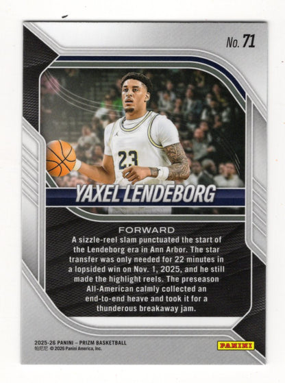 2025-26 Panini Prizm Yaxel Lendeborg Card Michigan Wolverines