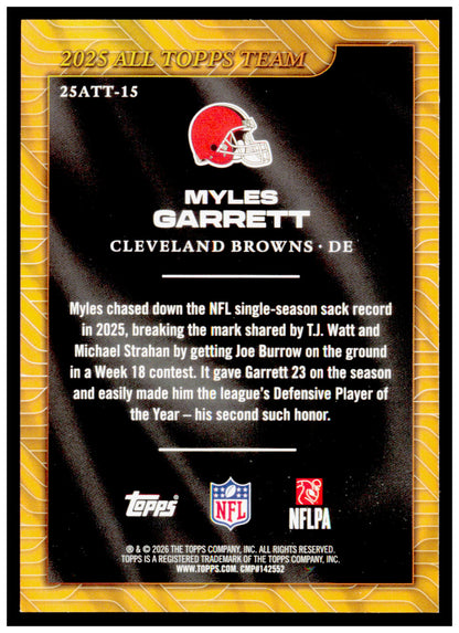 2026 Topps Flagship Myles Garrett Card 2025 All Topps Team Cleveland Browns