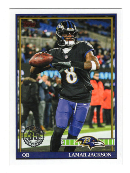 2026 Topps Flagship Lamar Jackson Card 1991 Topps Football Baltimore Ravens