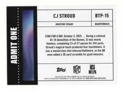 2026 Topps Flagship CJ Stroud Card Big Ticket Players Houston Texans