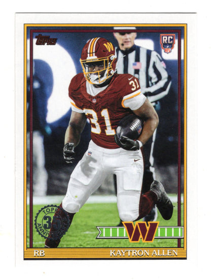 2026 Topps Flagship Kaytron Allen Card 1991 Topps Football Rookies