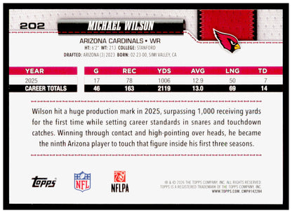 2026 Topps Flagship Michael Wilson Card Holo Foil Arizona Cardinals
