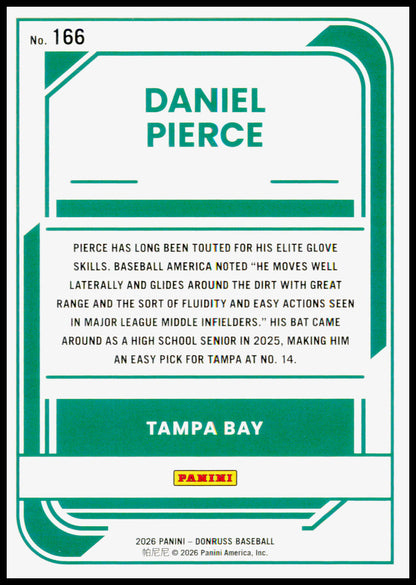 2026 Donruss Daniel Pierce Card Red and Blue Tampa Bay Rays