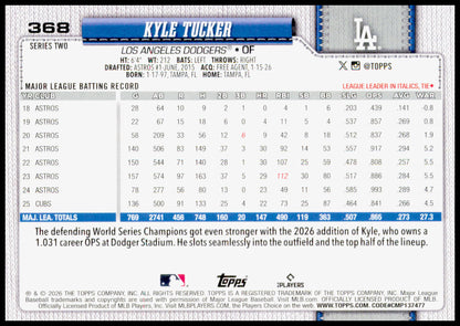 2026 Topps Kyle Tucker Card Los Angeles Dodgers