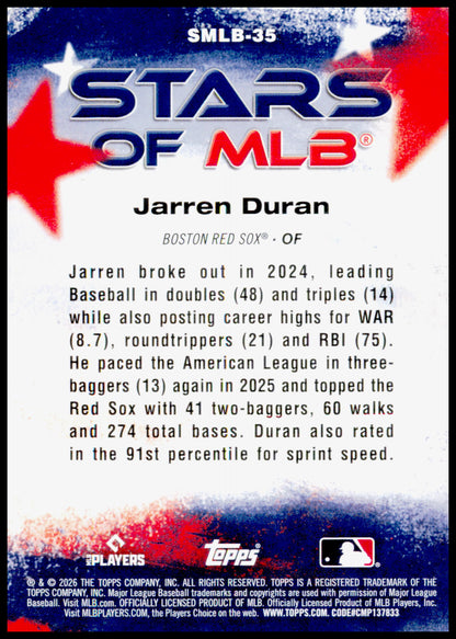 2026 Topps Jarren Duran Card Stars of MLB Boston Red Sox