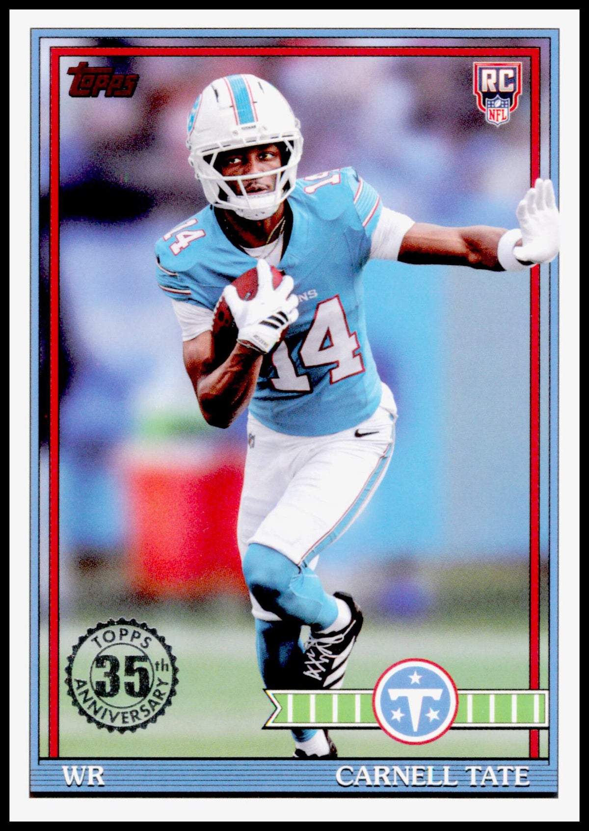 2026 Topps Flagship Carnell Tate Card 1991 Topps Football Rookies Titans