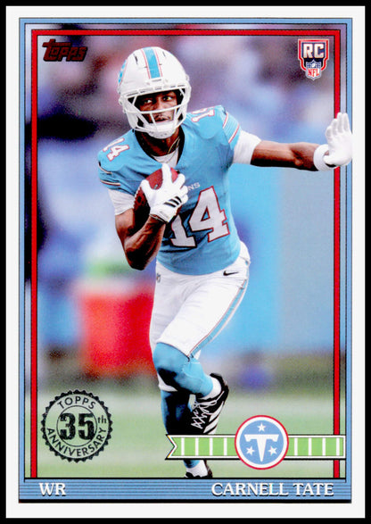 2026 Topps Flagship Carnell Tate Card 1991 Topps Football Rookies Titans