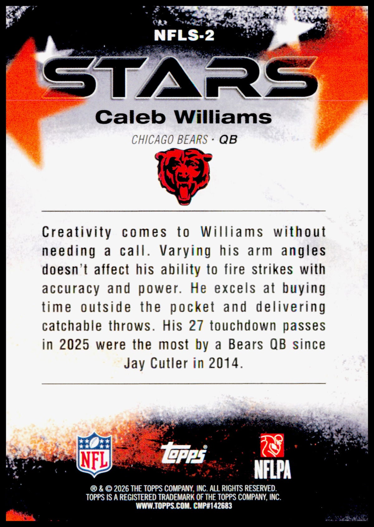 2026 Topps Flagship Caleb Williams Card NFL Stars Chicago Bears
