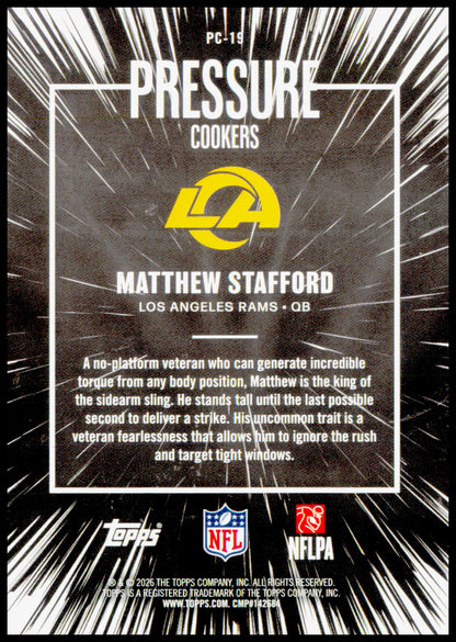 2026 Topps Flagship Matthew Stafford Card Pressure Cookers Los Angeles Rams