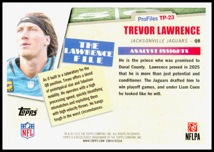 2026 Topps Flagship Trevor Lawrence Card Topps Profiles Jacksonville Jaguars