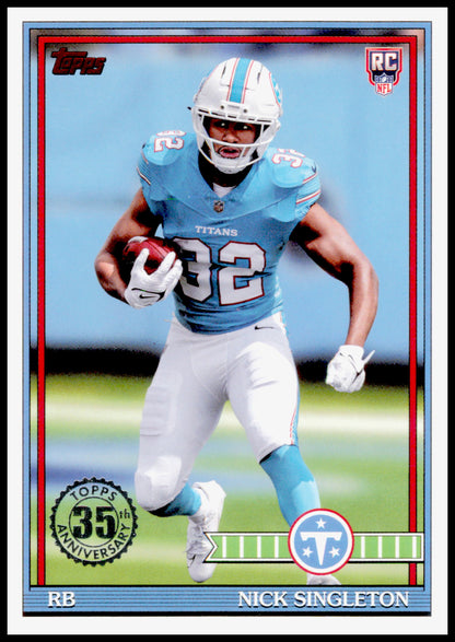 2026 Topps Flagship Nick Singleton Card 1991 Topps Football Rookies Titans