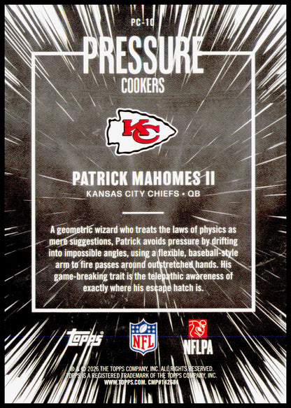 2026 Topps Flagship Patrick Mahomes II Card Pressure Cookers Kansas City Chiefs