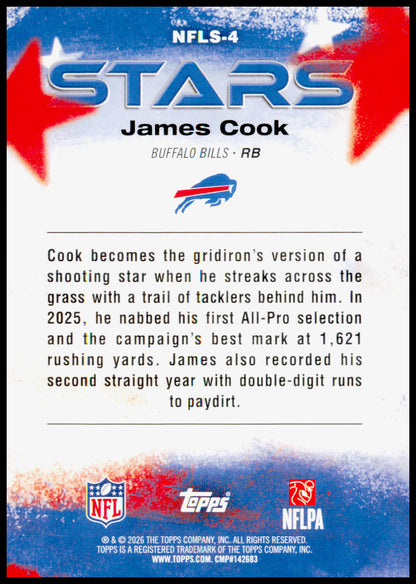 2026 Topps Flagship James Cook Card NFL Stars Pink Crackle Buffalo Bills