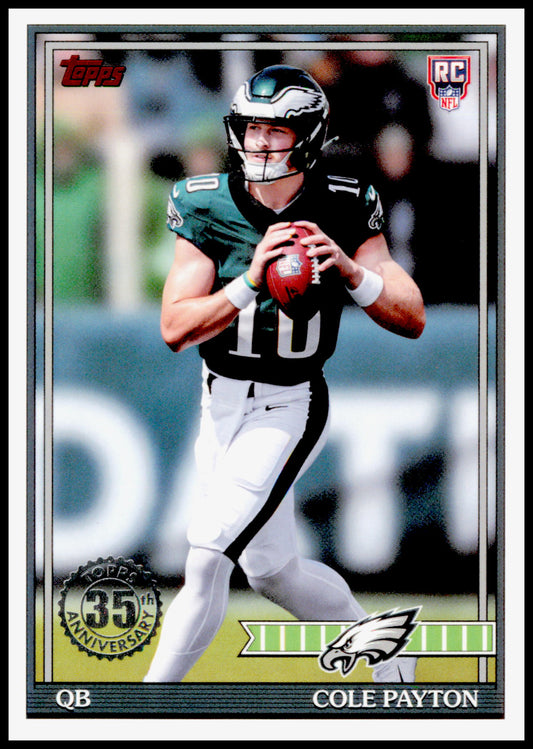 2026 Topps Flagship Cole Payton Card 1991 Topps Football Rookies Eagles