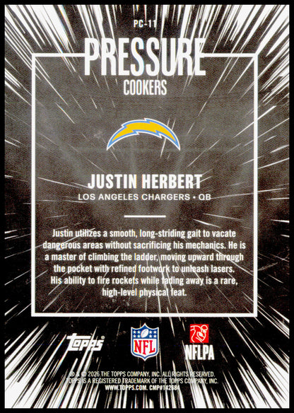 2026 Topps Flagship Justin Herbert Card Pressure Cookers Los Angeles Chargers