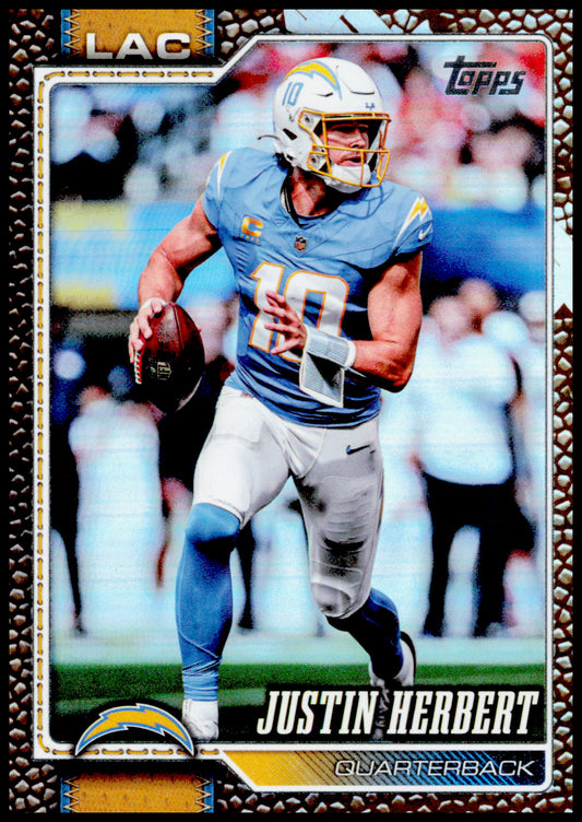 2026 Topps Flagship Justin Herbert Card Football Leather Foil Chargers