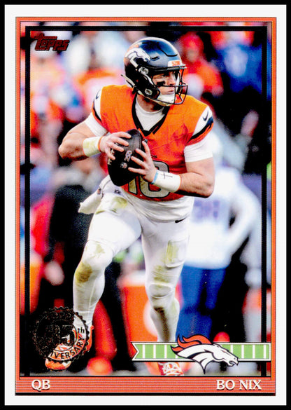 2026 Topps Flagship Bo Nix Card 1991 Topps Football Denver Broncos